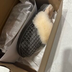 UGG Charcoal and Cream Knit Slippers